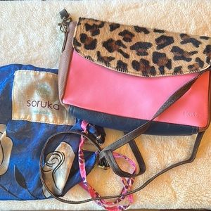 Soruka leather color block shoulder bag